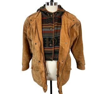 Coat Vestcoat Suede Southwestern Blanket Women's Rancher Barn SZ Medium Oversize
